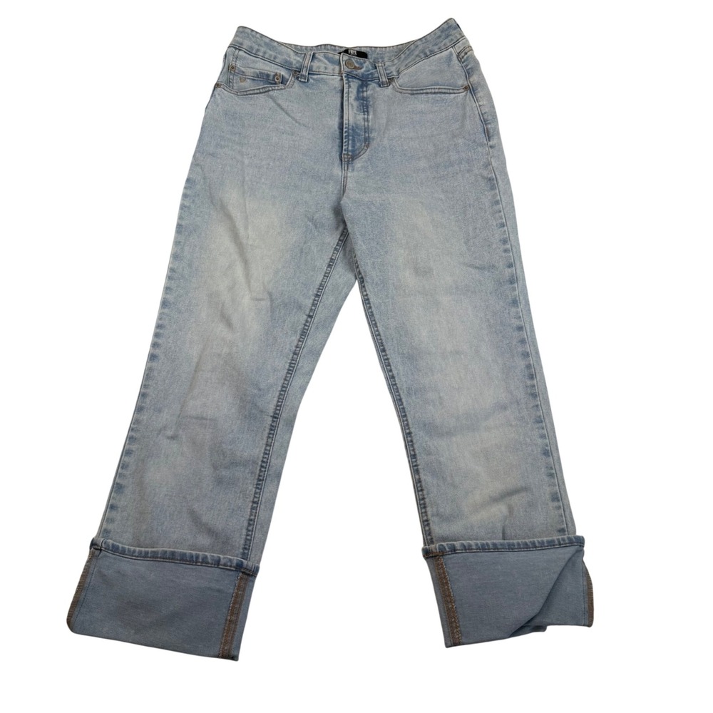 Frye Womens High Rise Straight Leg Cuffed Jeans Light Wash Blue Size 6/28